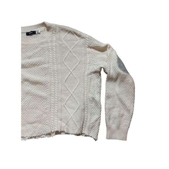 BDG ivory twist cable chunky knit sweater with elbow patch sz XS - Picture 5 of 8